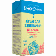 Крем на растительных маслах с сахаром ПЛОМБИР, м.д.ж. 26%, 1л, тетрапак, Dally Сream, Россия Крем на растительных маслах с сахаром ПЛОМБИР, м.д.ж. 26%, 1л, тетрапак, Dally Сream, Россия